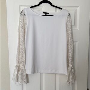 Banana Republic White Lace Sleeve Blouse